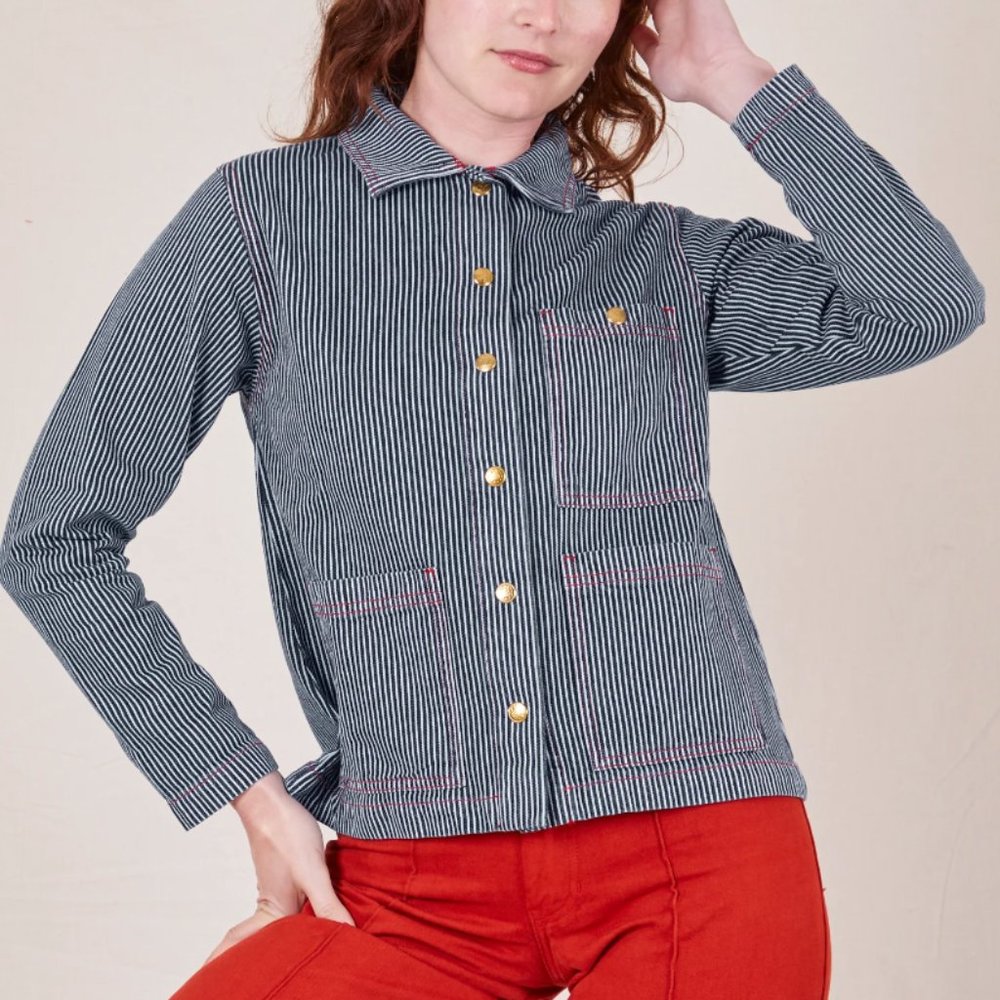 Big Bud Press Striped Utility Jacket - Black and White